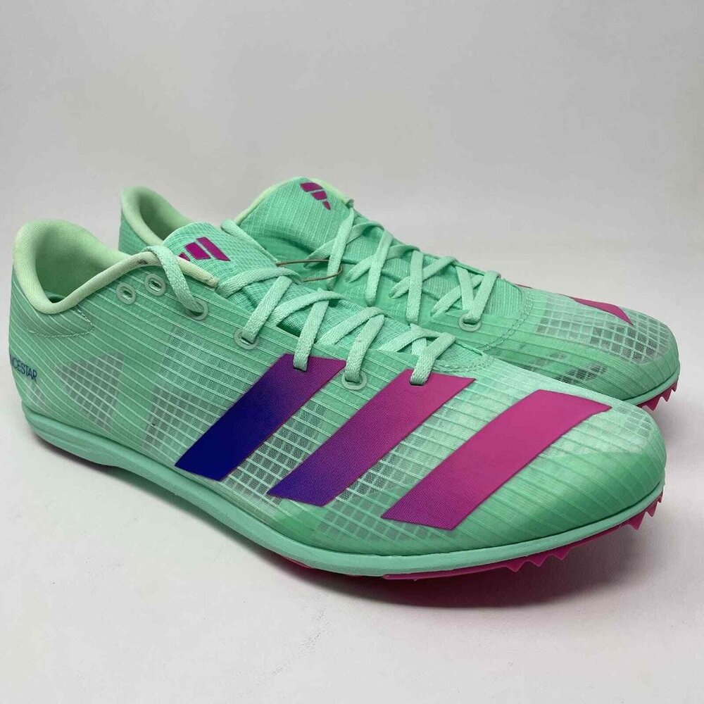 Adidas Adizero Distancestar Track Shoes Mens 11.5 GV9078 Mint Green Pink NEW - Picture 1 of 8